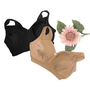 Rhonda Shear Striped Mesh Curve Envy Pin-Up Bra w/Removable Pads 2 Pk 1X